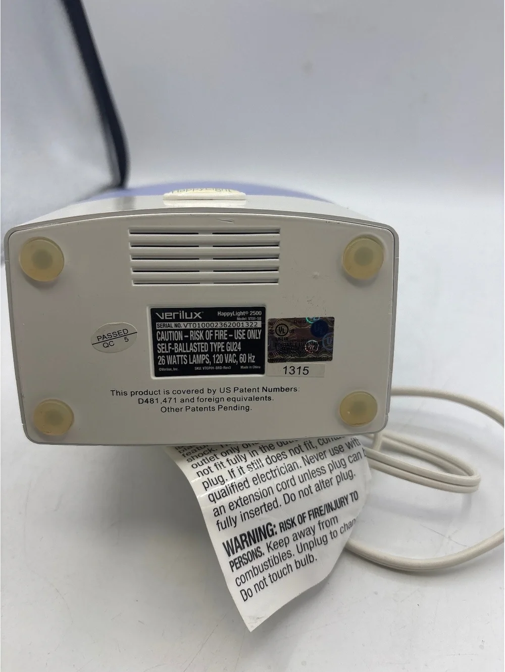 Verilux HappyLight 2500 Light Therapy Lamp